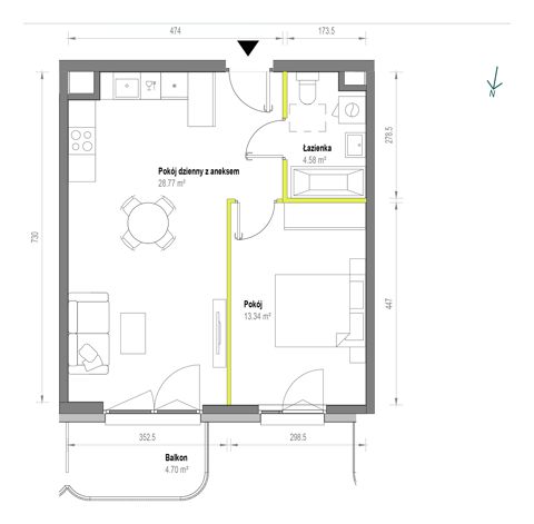 Plan 2 pok. 47m²