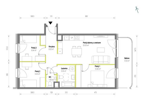 Plan 4 pok. 70m²
