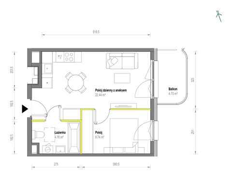 Plan 2 pok. 37m²