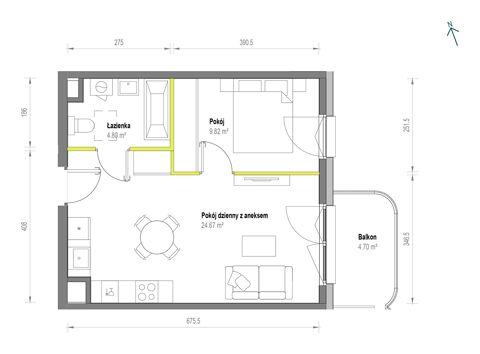 Plan 2 pok. 39m²