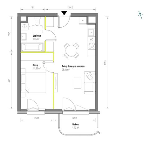 Plan 2 pok. 42m²