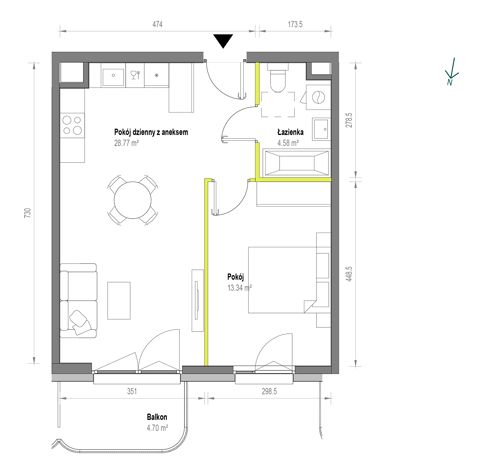 Plan 2 pok. 47m²