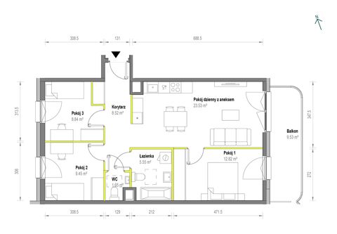 Plan 4 pok. 70m²