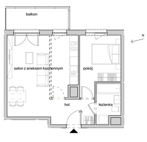 Plan 2 pok. 45m²