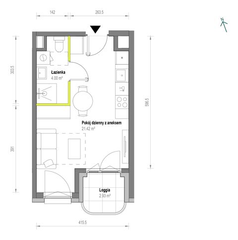 Plan 1 pok. 25m²