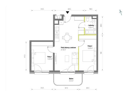 Plan 3 pok. 57m²