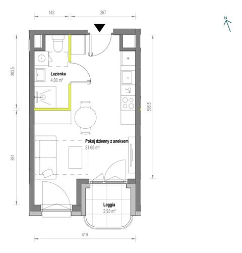 Plan 1 pok. 26m²