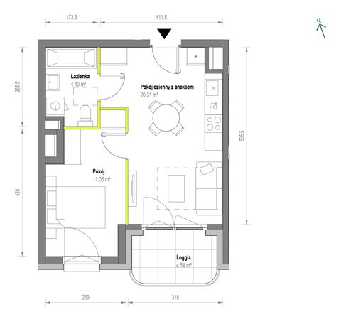 Plan 2 pok. 36m²