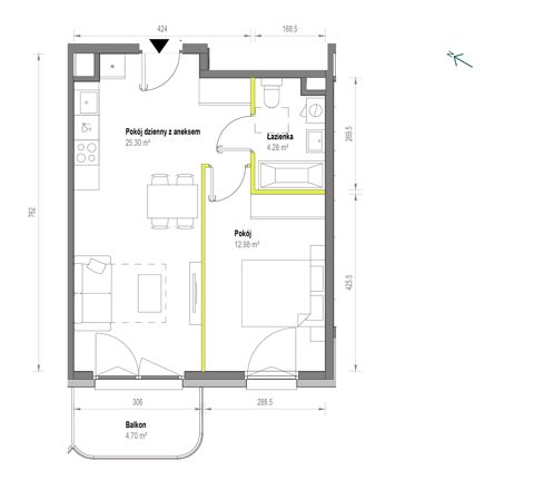 Plan 2 pok. 43m²