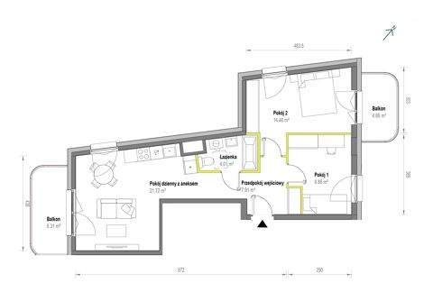 Plan 3 pok. 58m²