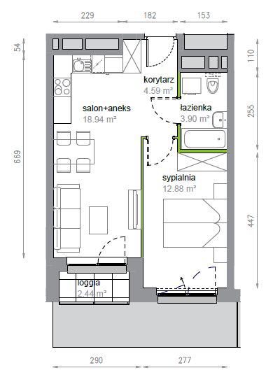 Plan 2 pok. 40m²