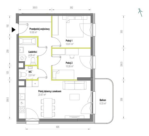 Plan 3 pok. 62m²