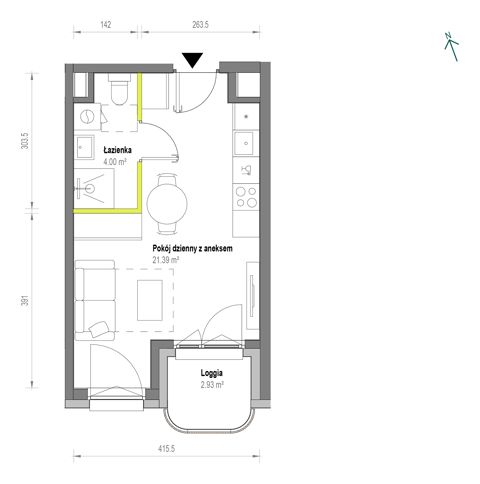 Plan 1 pok. 25m²