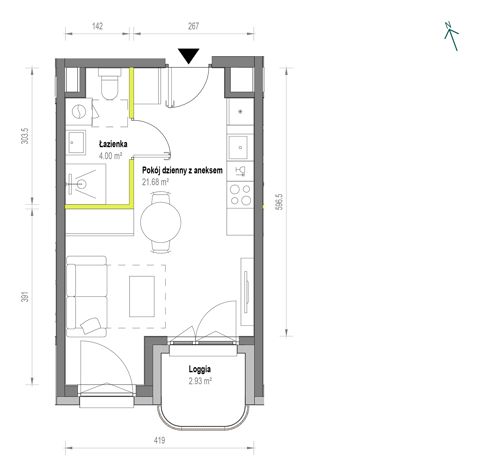 Plan 1 pok. 26m²