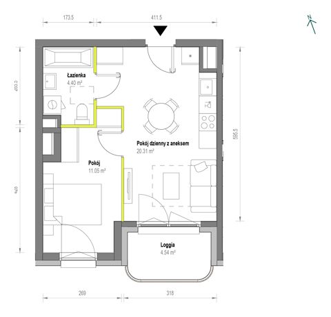 Plan 2 pok. 36m²