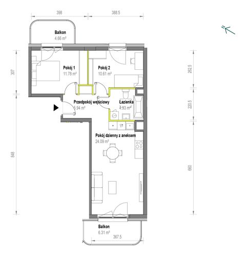 Plan 3 pok. 57m²