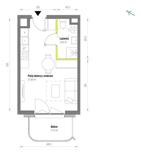 Plan 1 pok. 25m²