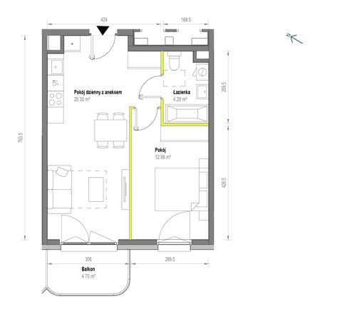 Plan 2 pok. 43m²