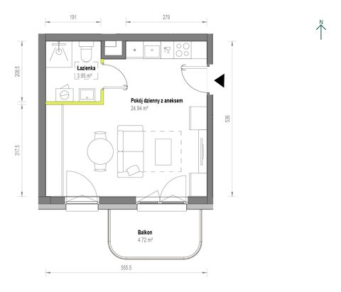 Plan 1 pok. 29m²