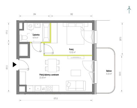 Plan 2 pok. 40m²