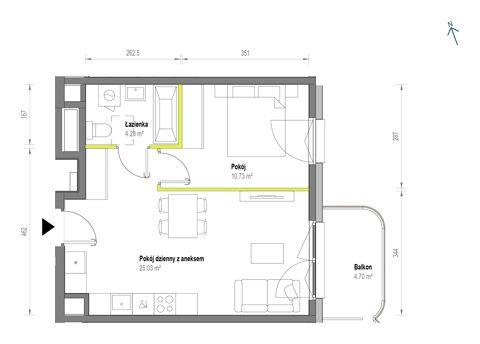 Plan 2 pok. 40m²