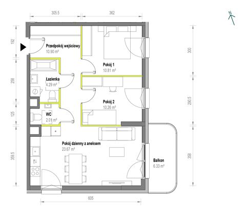 Plan 3 pok. 62m²
