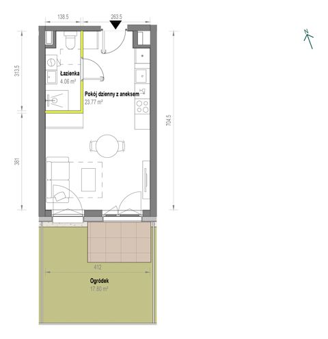 Plan 1 pok. 28m²