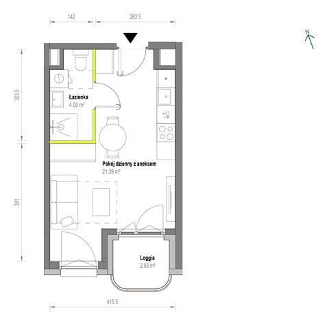 Plan 1 pok. 25m²
