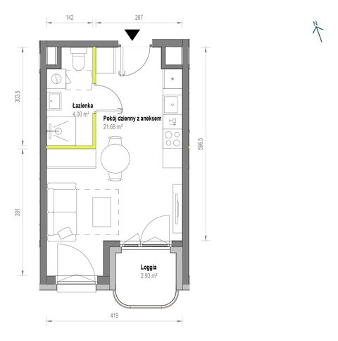 Plan 1 pok. 26m²
