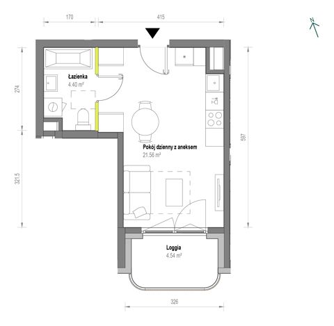 Plan 1 pok. 26m²