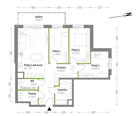 Plan 4 pok. 88m²
