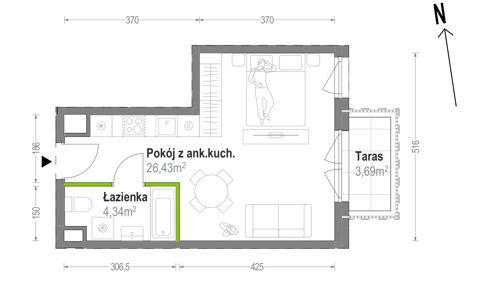 Plan 1 pok. 31m²