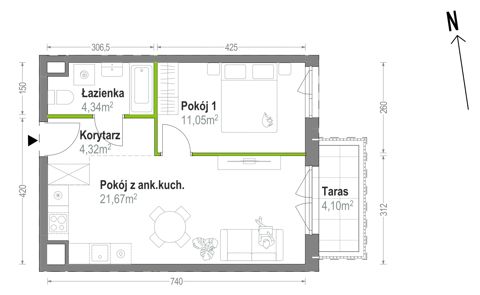 Plan 2 pok. 41m²