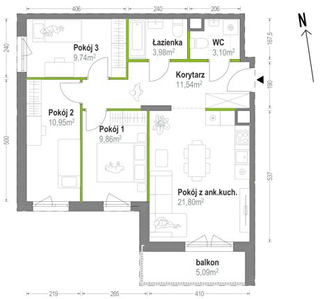 Plan 4 pok. 71m²