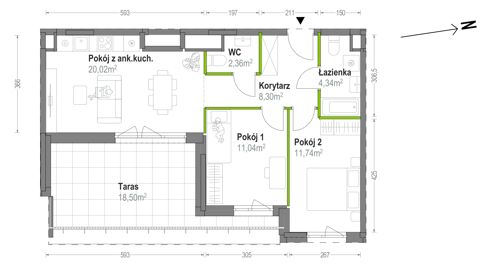 Plan 3 pok. 58m²