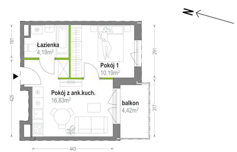 Plan 2 pok. 31m²
