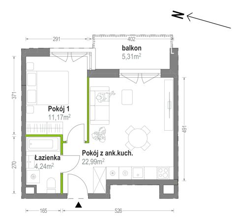 Plan 2 pok. 38m²
