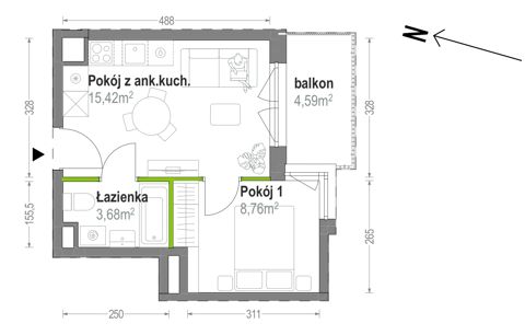 Plan 2 pok. 28m²