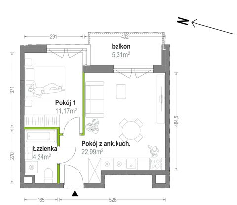 Plan 2 pok. 38m²