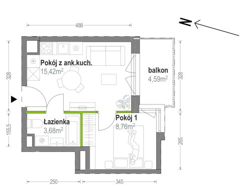 Plan 2 pok. 28m²