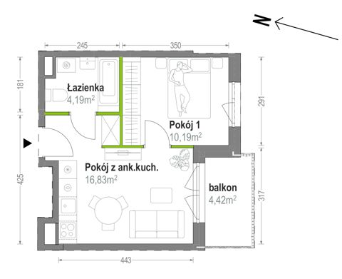 Plan 2 pok. 31m²