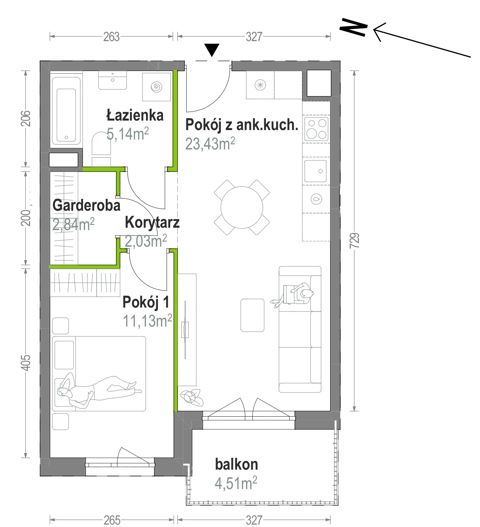 Plan 2 pok. 45m²