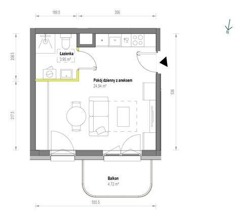 Plan 1 pok. 29m²