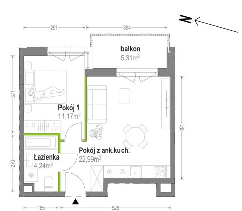 Plan 2 pok. 38m²