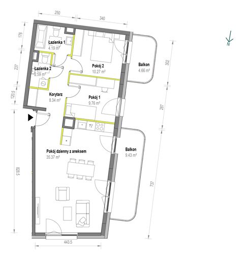 Plan 3 pok. 71m²