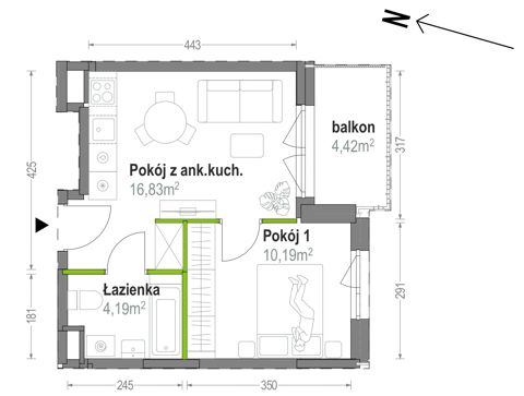 Plan 2 pok. 31m²