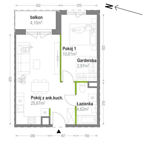 Plan 2 pok. 44m²