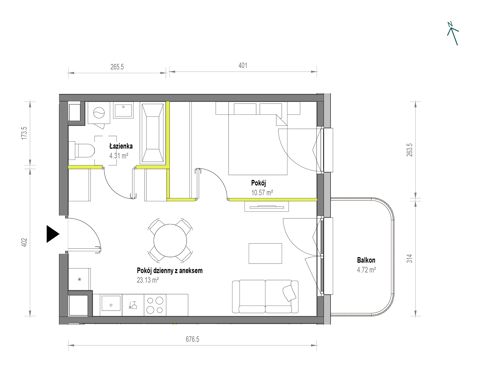 Plan 2 pok. 38m²