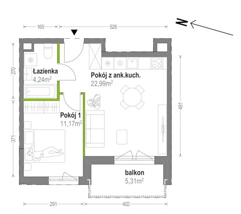 Plan 2 pok. 38m²