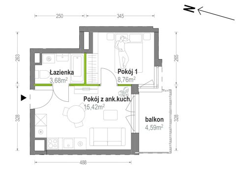 Plan 2 pok. 28m²